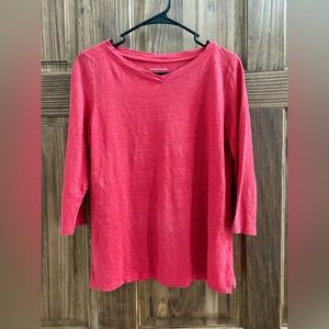 Eileen Fisher Women's Vibrant Red 3/4 sleeve Top
